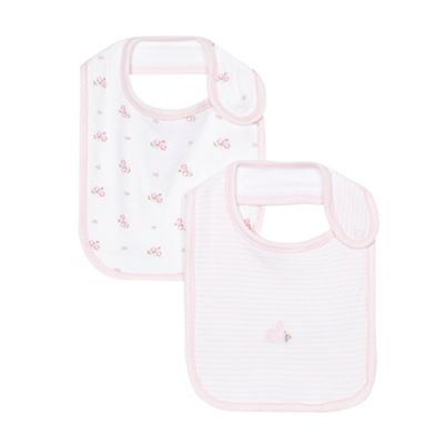 Pack of two baby girls' floral pink bibs